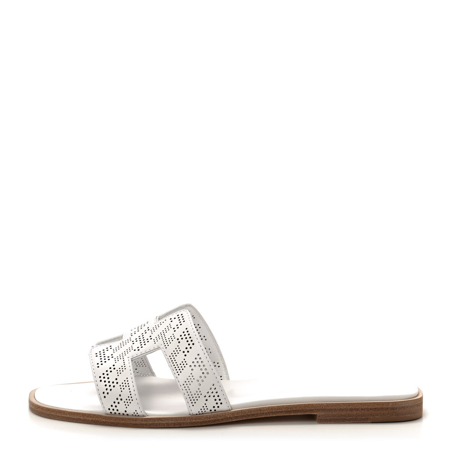 Hermes Calfskin Perforated Oran Sandals 37 White 1 of 11