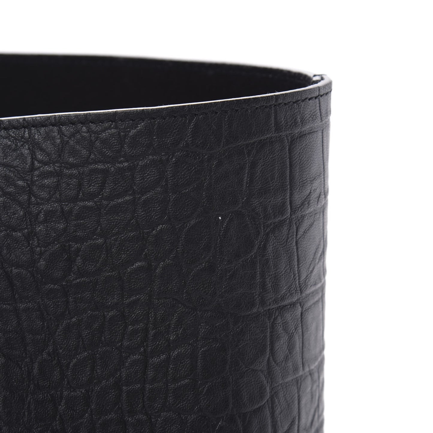 Calfskin Crocodile Embossed Large Shopper Tote Black
