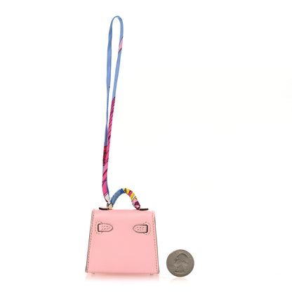 Hermes Tadelakt Mini Kelly Twilly Bag Charm Rose Sakura 2 of 7
