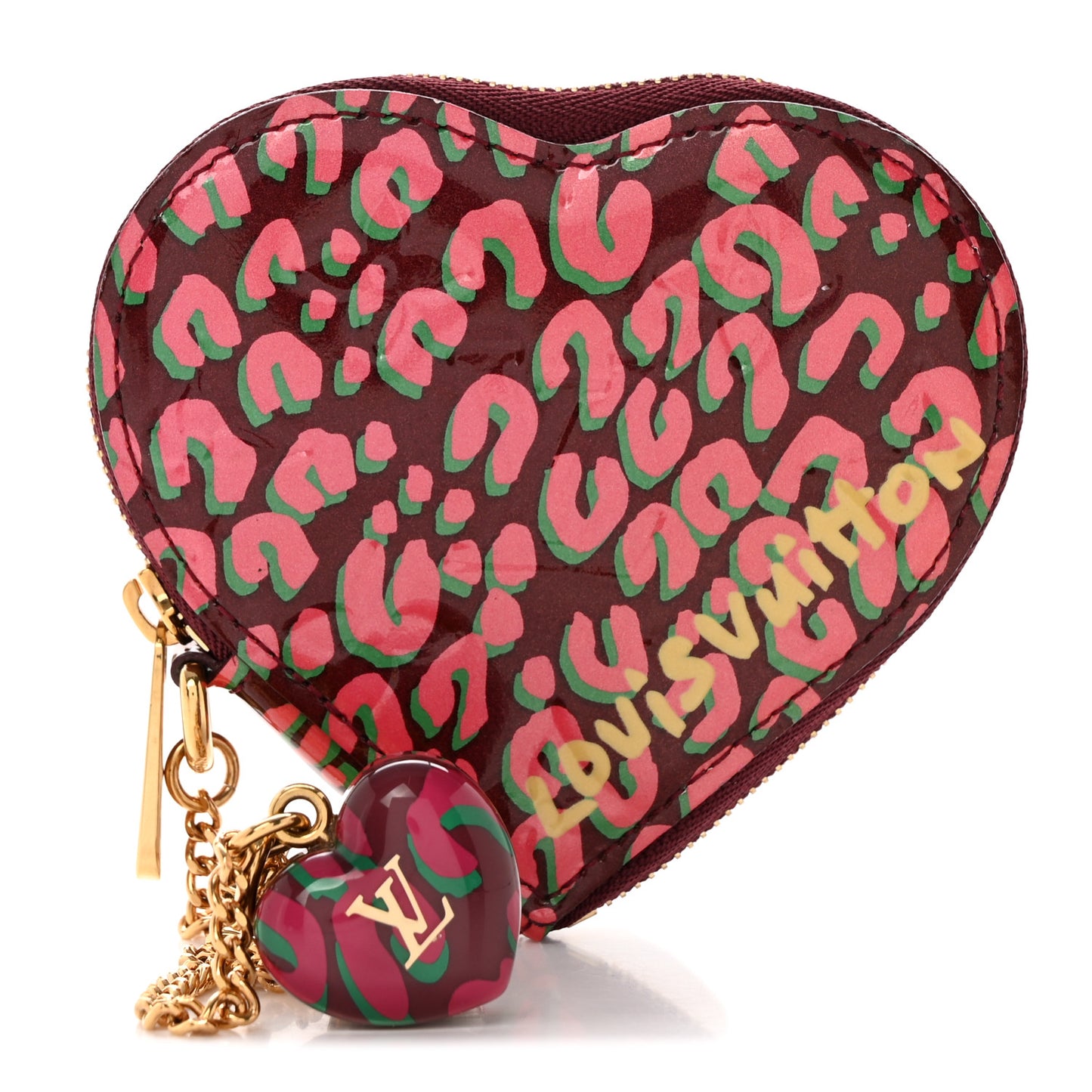 Vernis Leopard Coeur Heart Coin Purse Rouge Fauviste