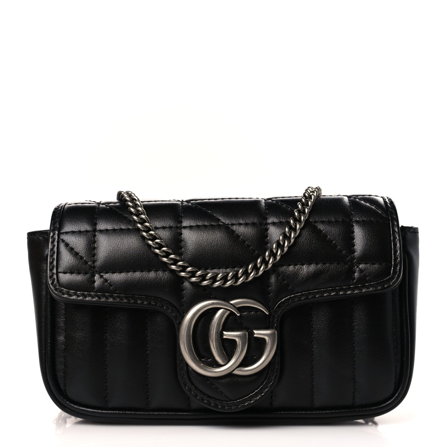Calfskin Matelasse Aria Super Mini GG Marmont Shoulder Bag Black