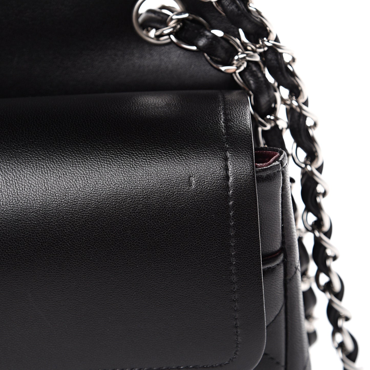 Lambskin Quilted Jumbo Double Flap Black