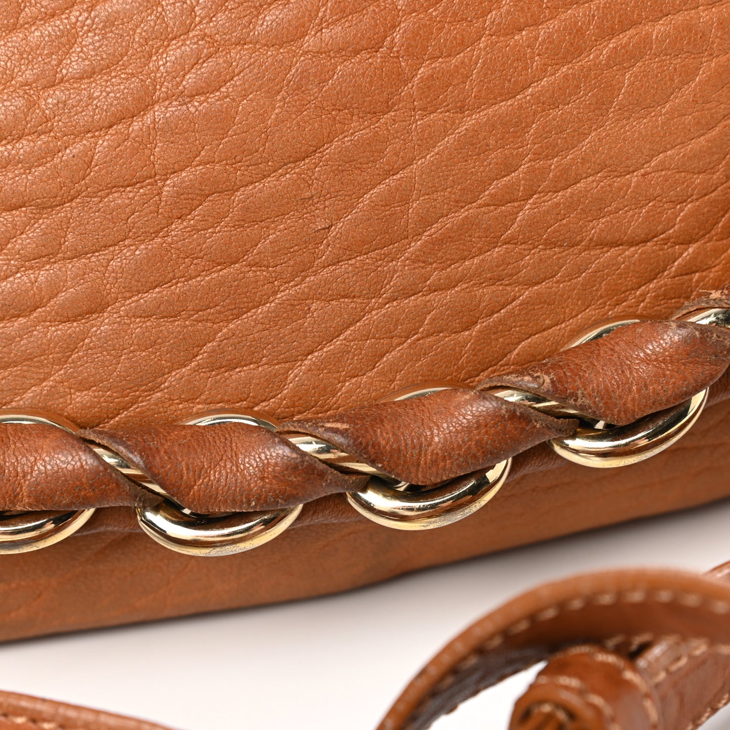 Crinkled Lambskin Mia Shoulder Flap Camel