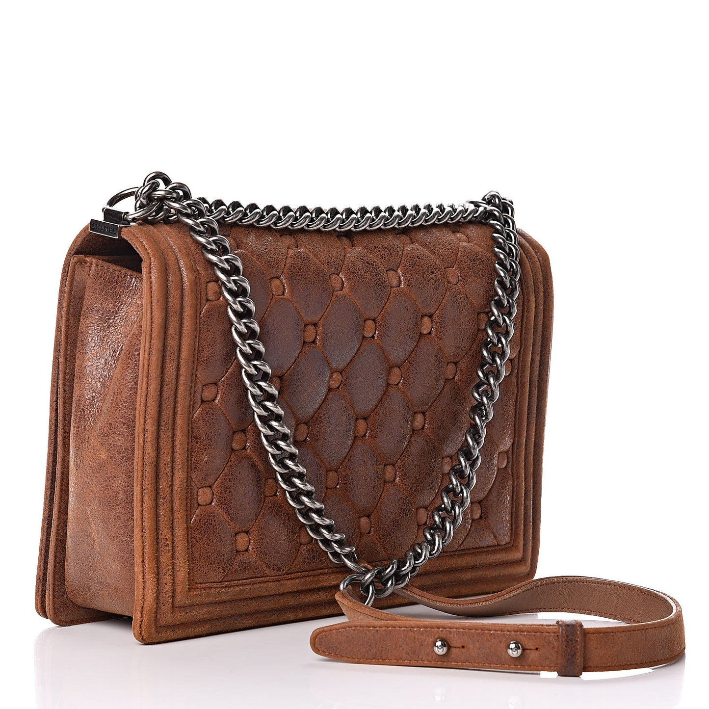 Nubuck Chesterfield Quilted Large Celtic Boy Flap Brown
