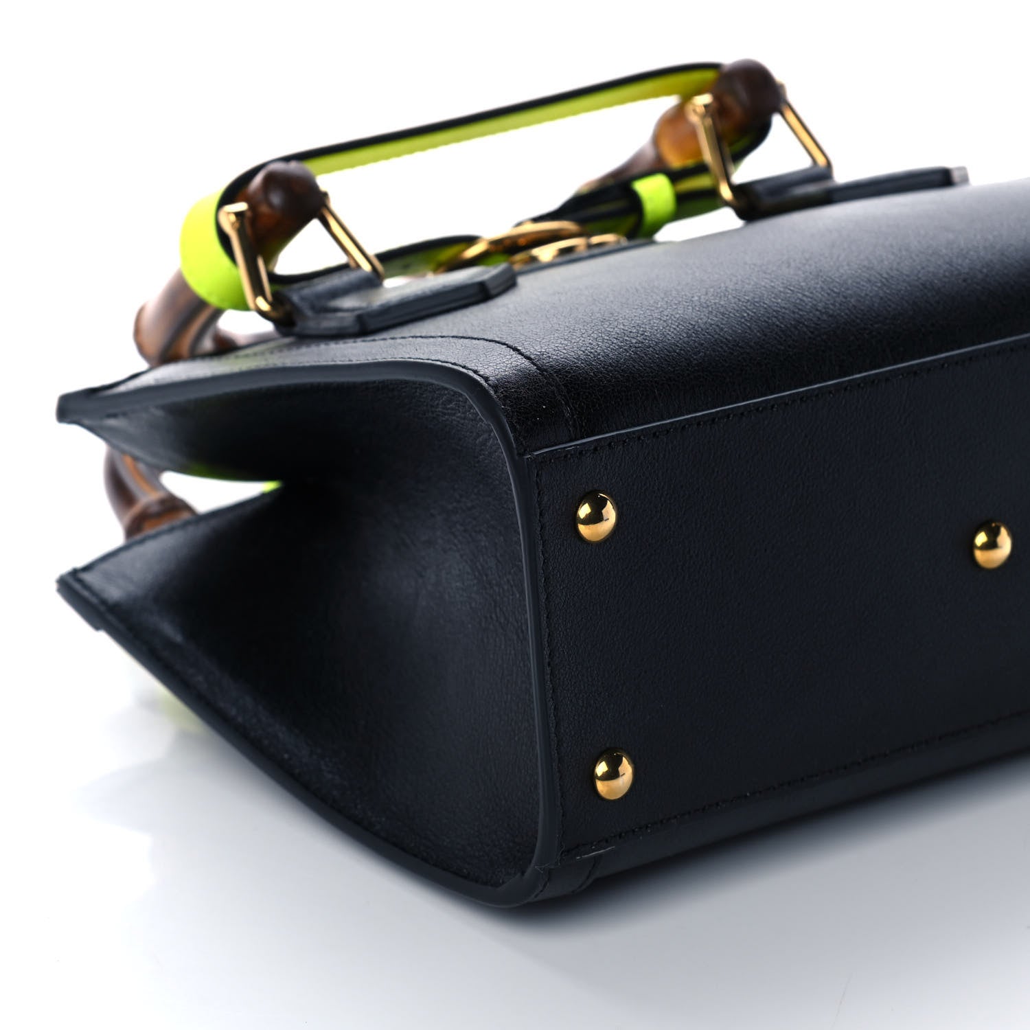 Gucci Wonka Grain Calfskin Mini Diana Tote Bag Black Yellow Fluo 9 of 10