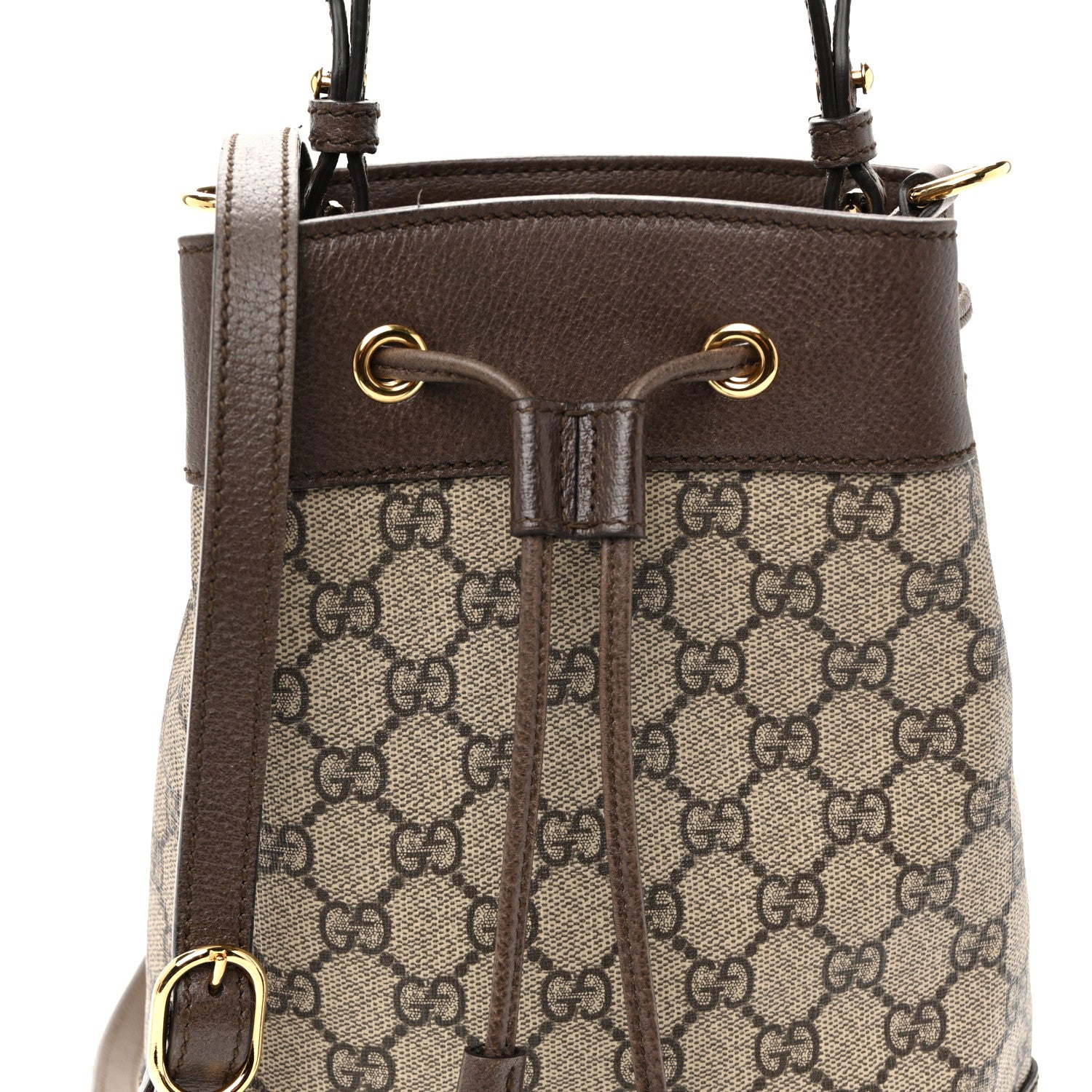 Gucci GG Supreme Monogram Web Small Ophidia Bucket Bag Brown 8 of 11