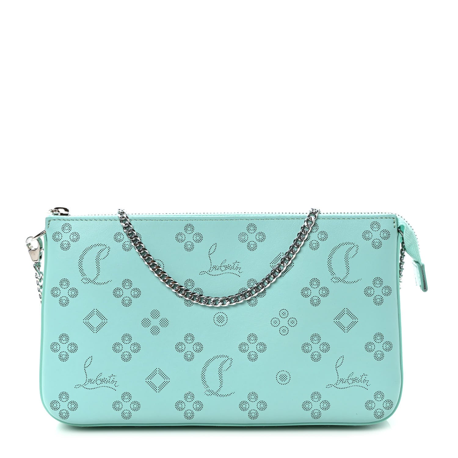 Christian Louboutin Calfskin Loubinthesky Perforated Shoulder Bag Bermuda 1 of 8
