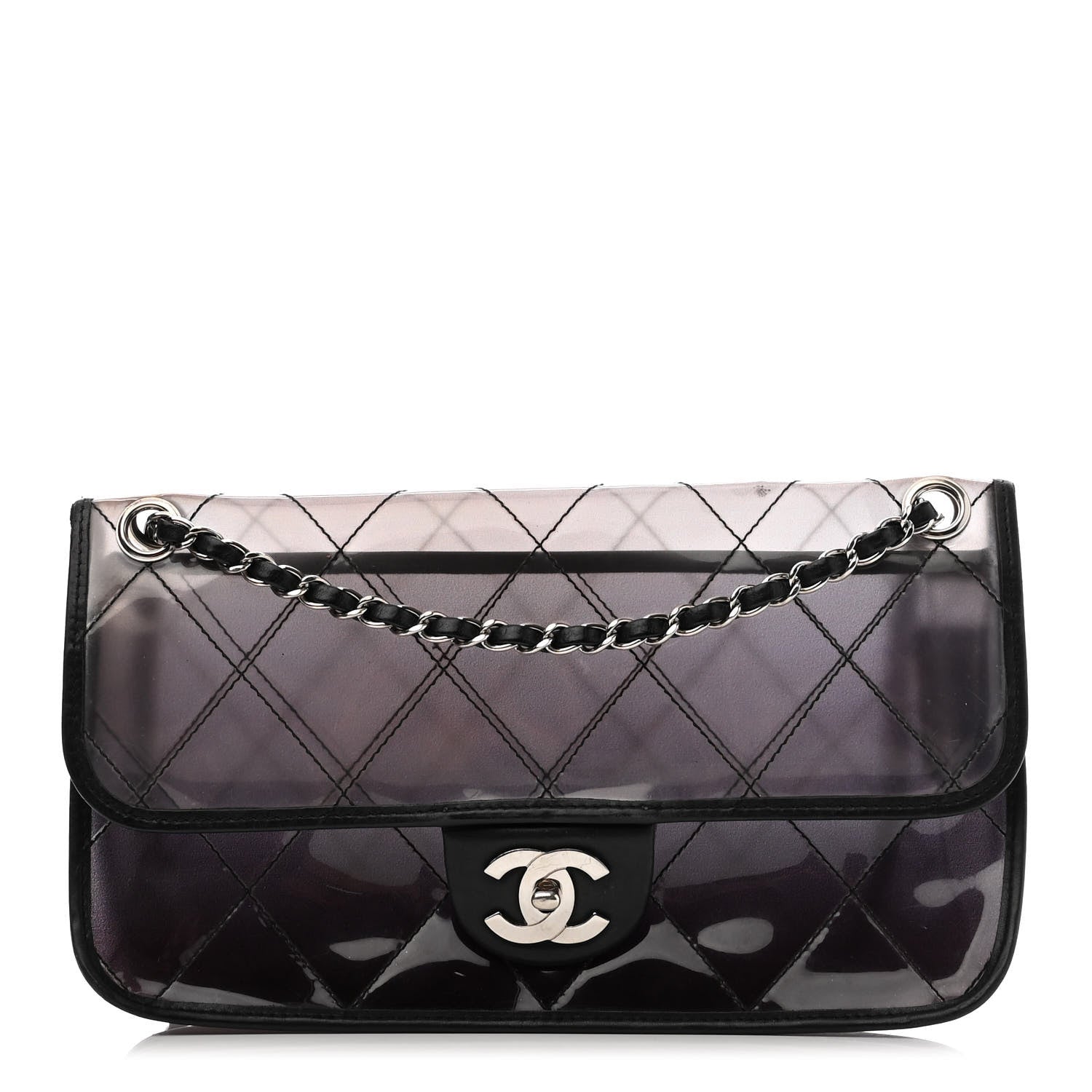 Chanel Vinyl Quilted Degrade Jumbo Single Flap Black 1 of 14