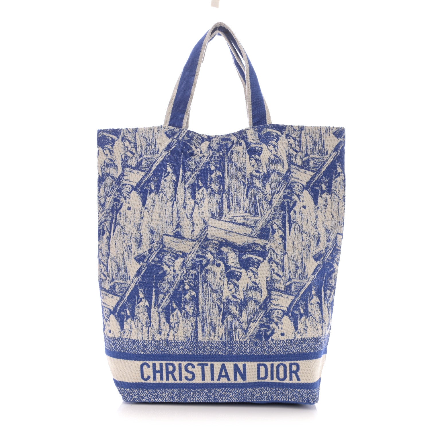 Christian Dior Canvas Print Cruise Tote Ivory Blue 1 of 10