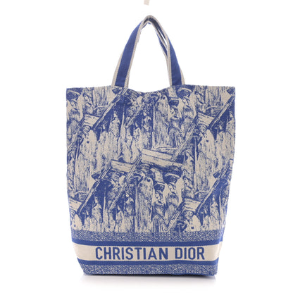 Christian Dior Canvas Print Cruise Tote Ivory Blue 1 of 10