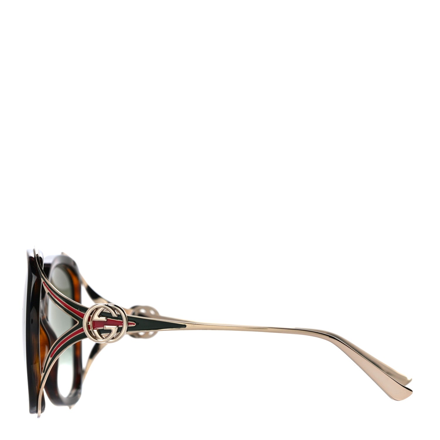 Gucci Oversized Round Frame GG0225S Sunglasses Tortoise 2 of 7
