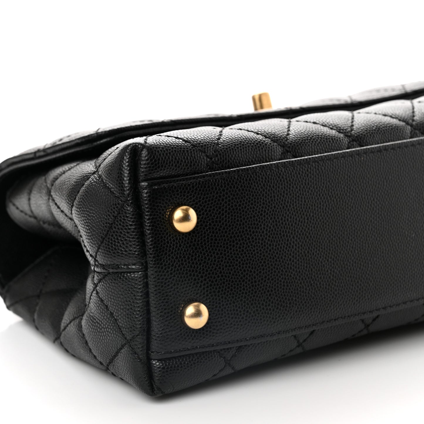 Caviar Quilted Mini Coco Chain Handle Flap Black
