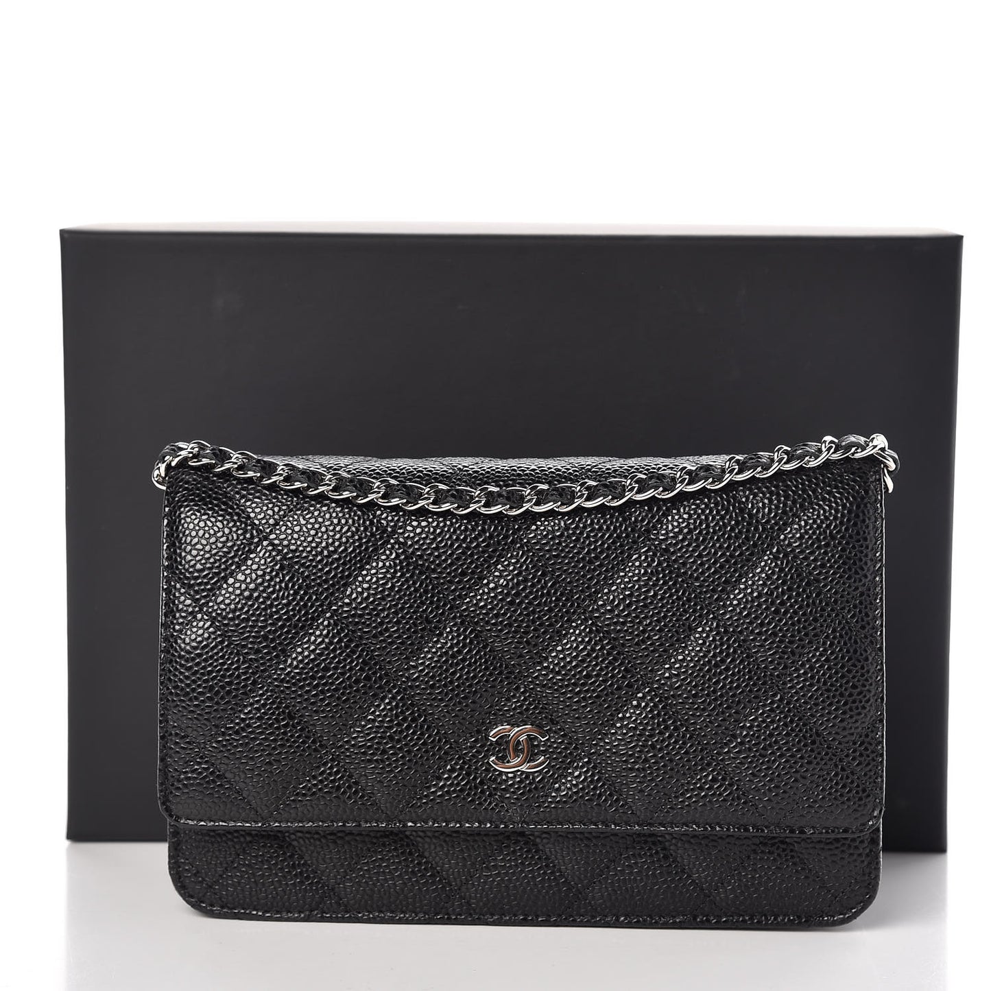Caviar Quilted Wallet On Chain WOC Black