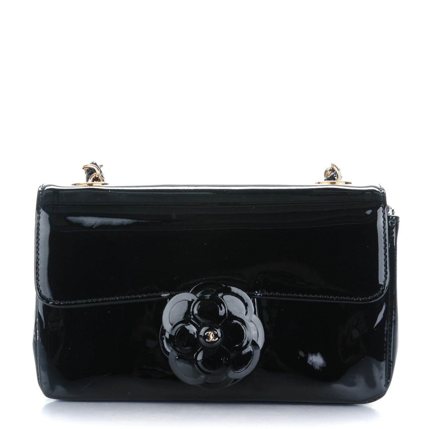 Chanel Patent Camellia Mini Flap Black 1 of 7