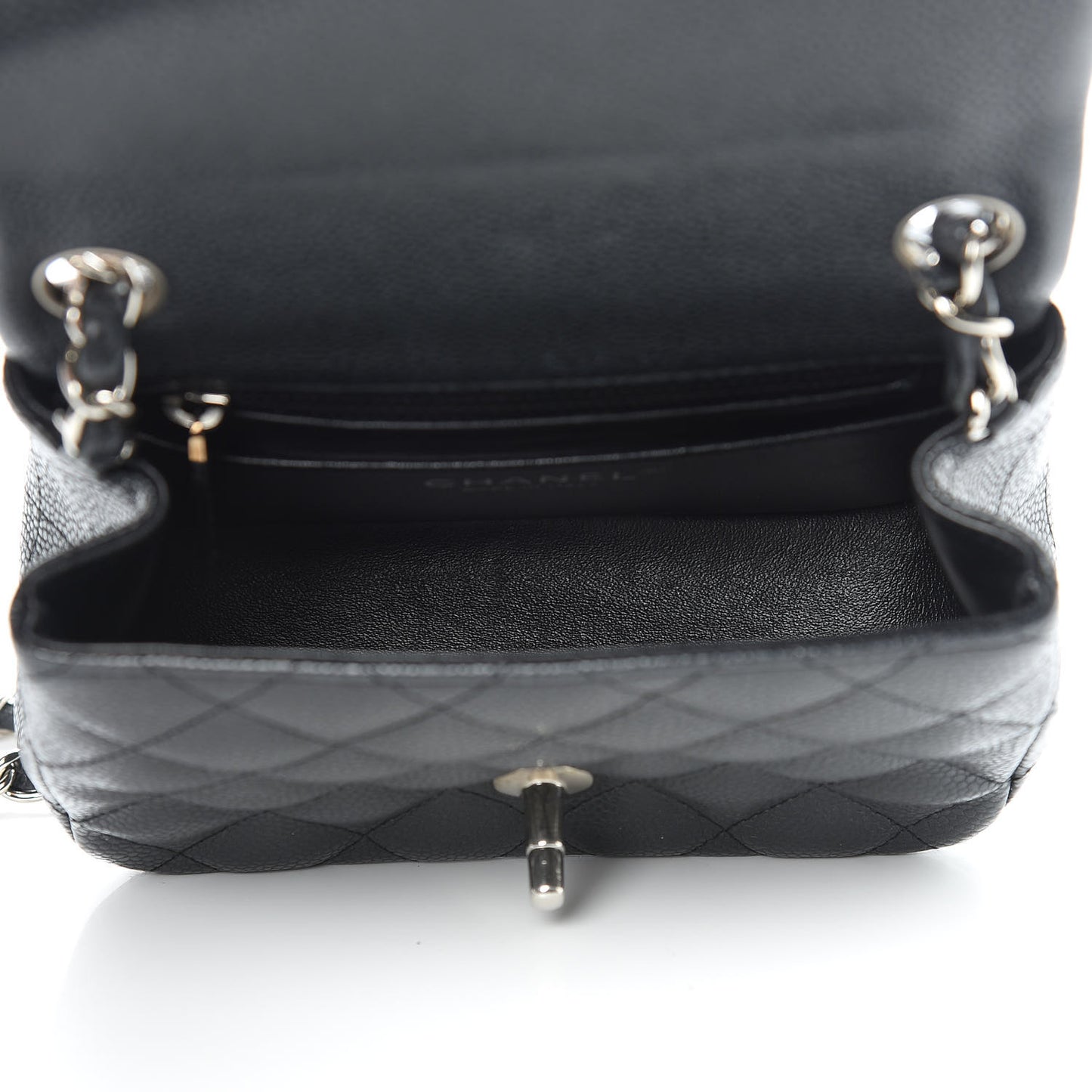 Pearly Caviar Quilted Mini Square Flap Black