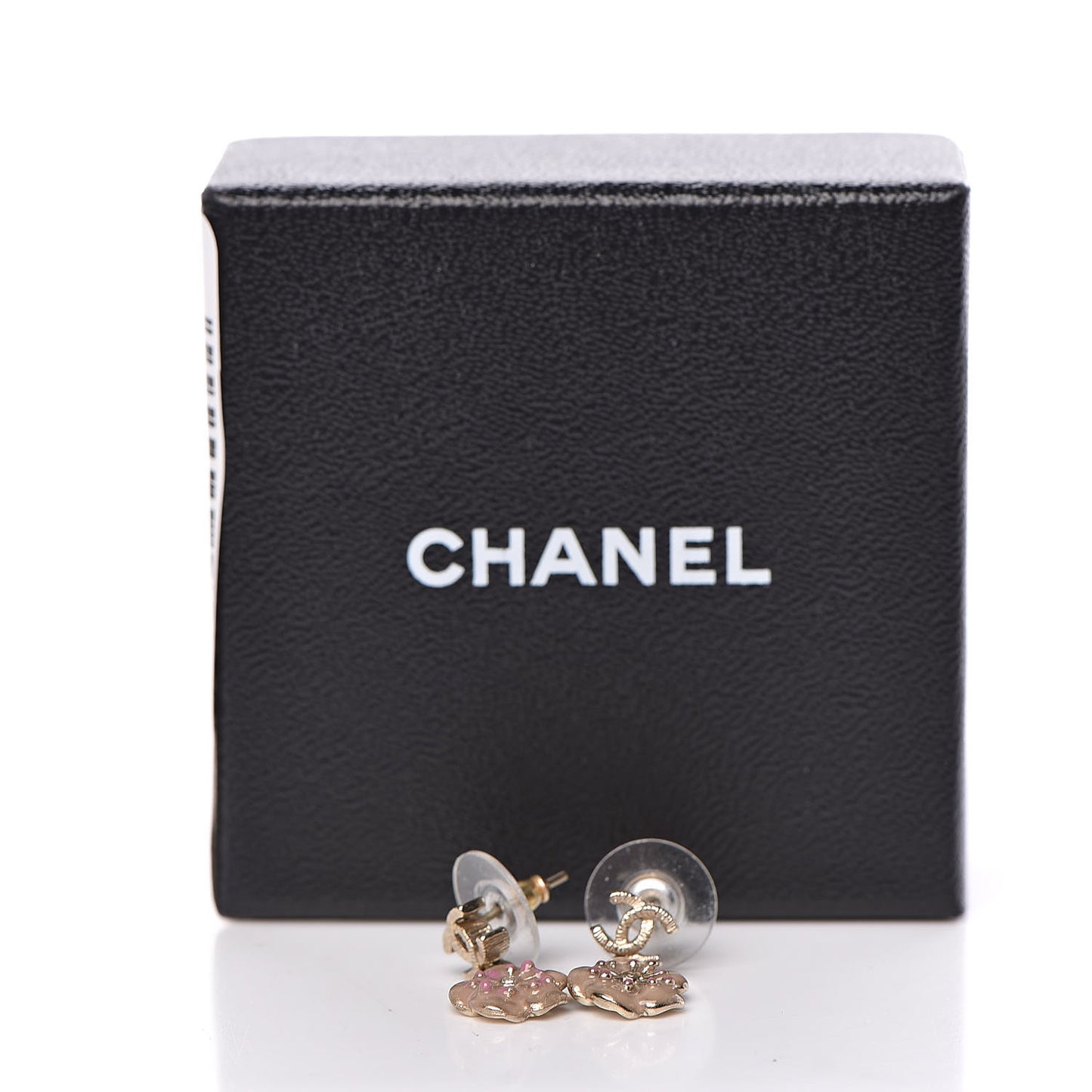 Enamel CC Camellia Drop Earrings Light Gold