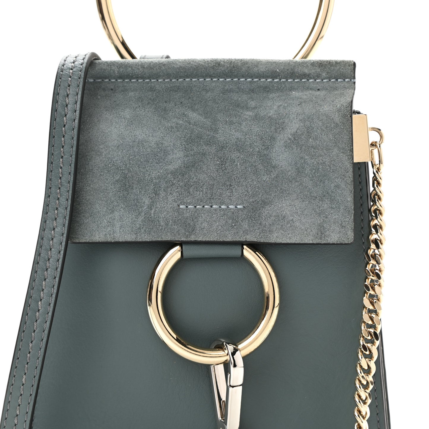 Suede Calfskin Mini Faye Bracelet Bag Cloudy Blue