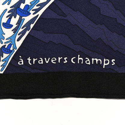Hermes Silk A Travers Champs Scarf 90 Bleu Roy Orange Bleu 3 of 6