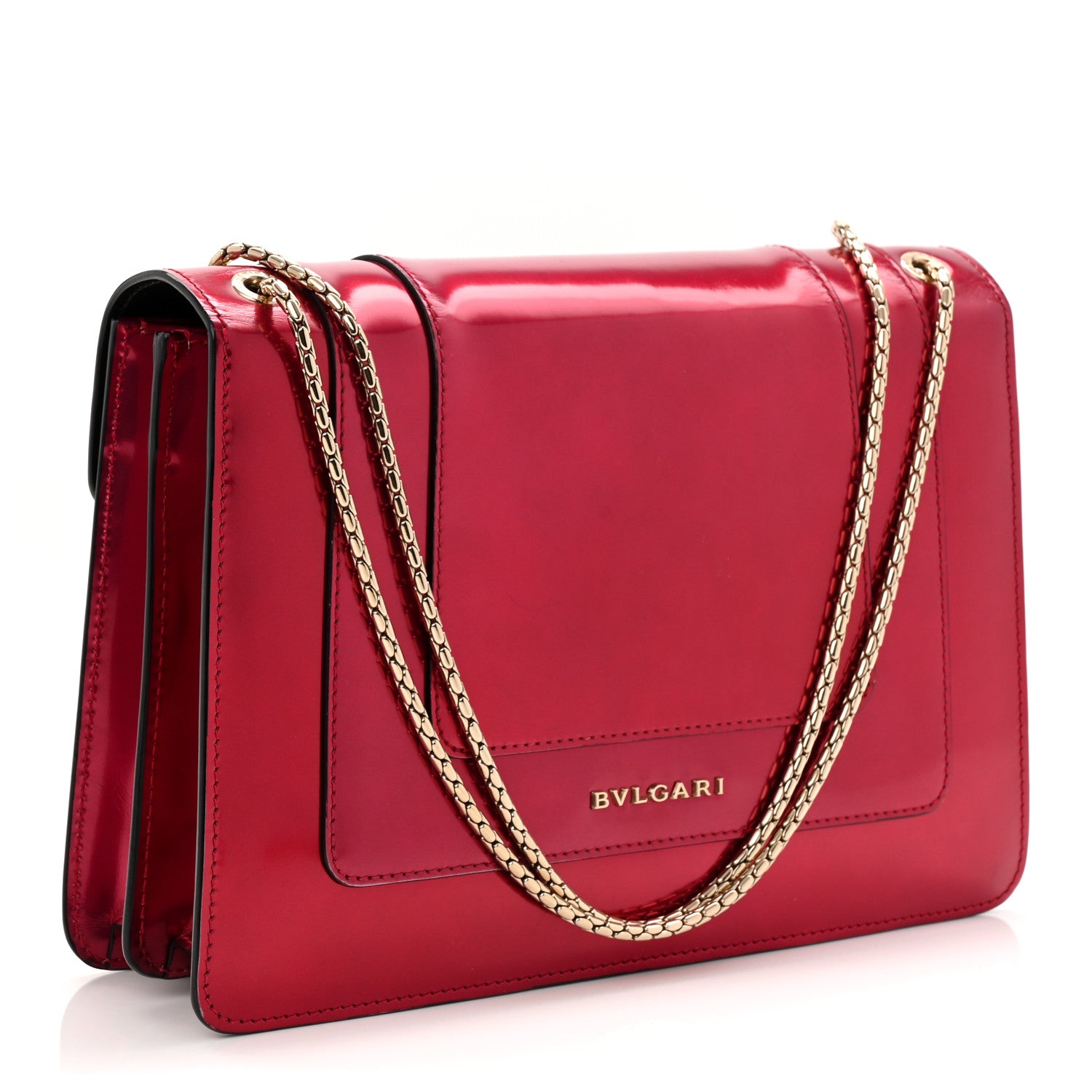 Bulgari Metallic Calfskin Serpenti Forever Shoulder Bag Red 4 of 10