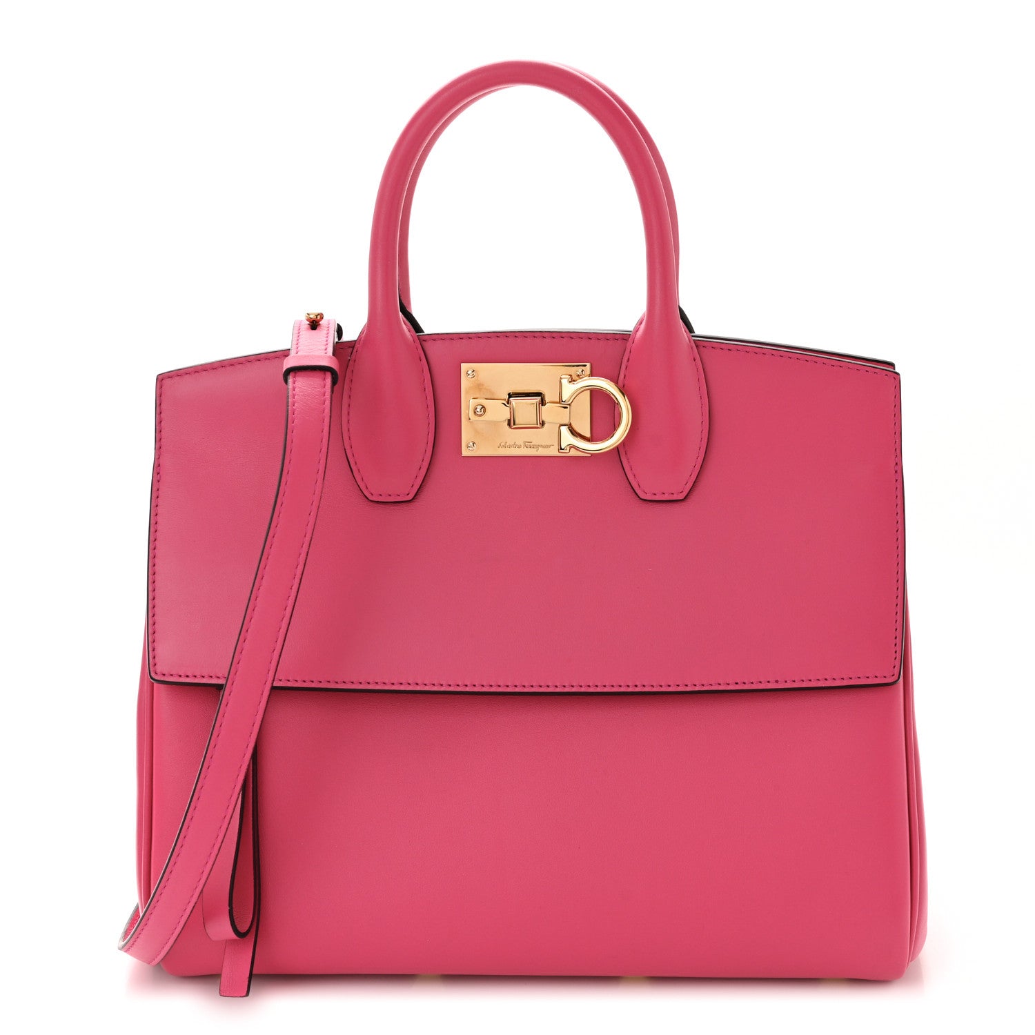 Salvatore Ferragamo Calfskin Medium Studio Bag Hot Pink 3 of 11