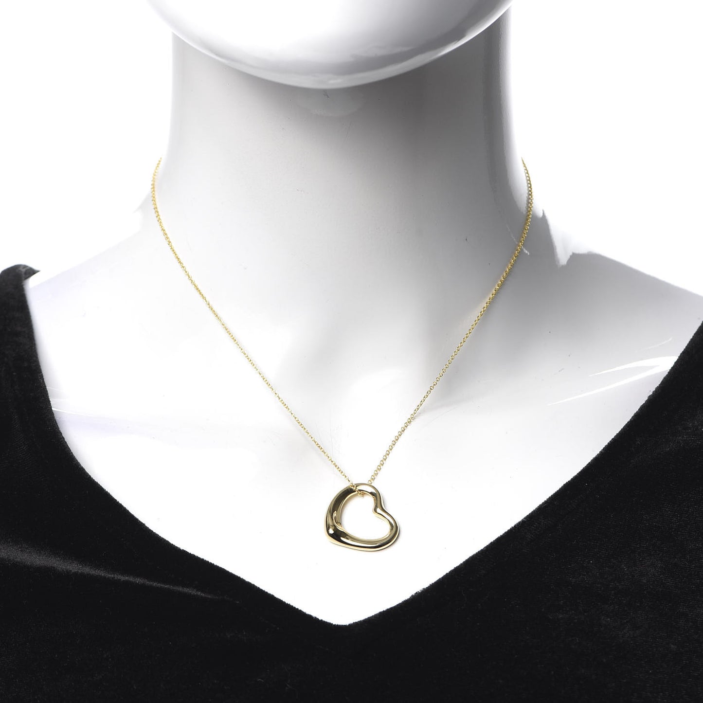 18K Yellow Gold 22mm Elsa Peretti Open Heart Pendant Necklace