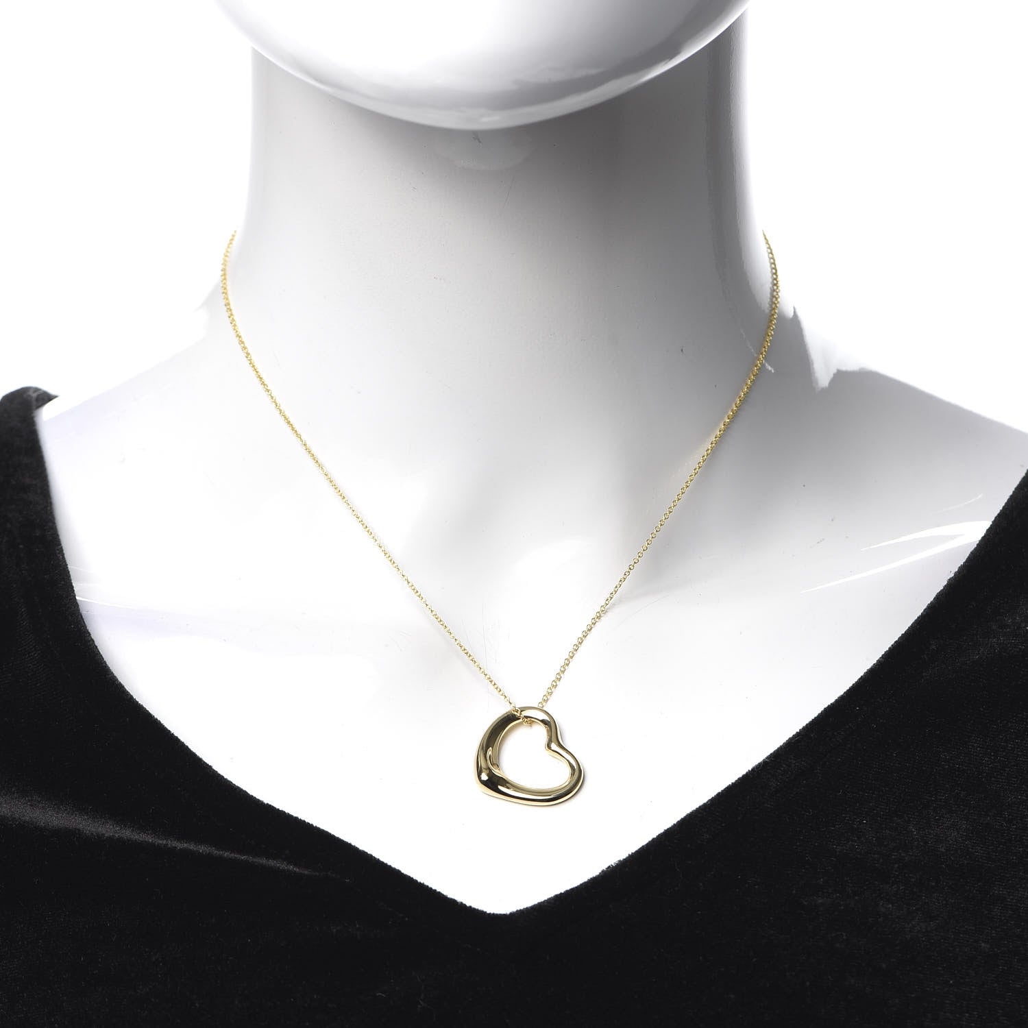 Tiffany 18K Yellow Gold 22mm Elsa Peretti Open Heart Pendant Necklace 2 of 6