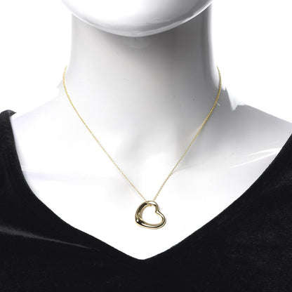 Tiffany 18K Yellow Gold 22mm Elsa Peretti Open Heart Pendant Necklace 2 of 6
