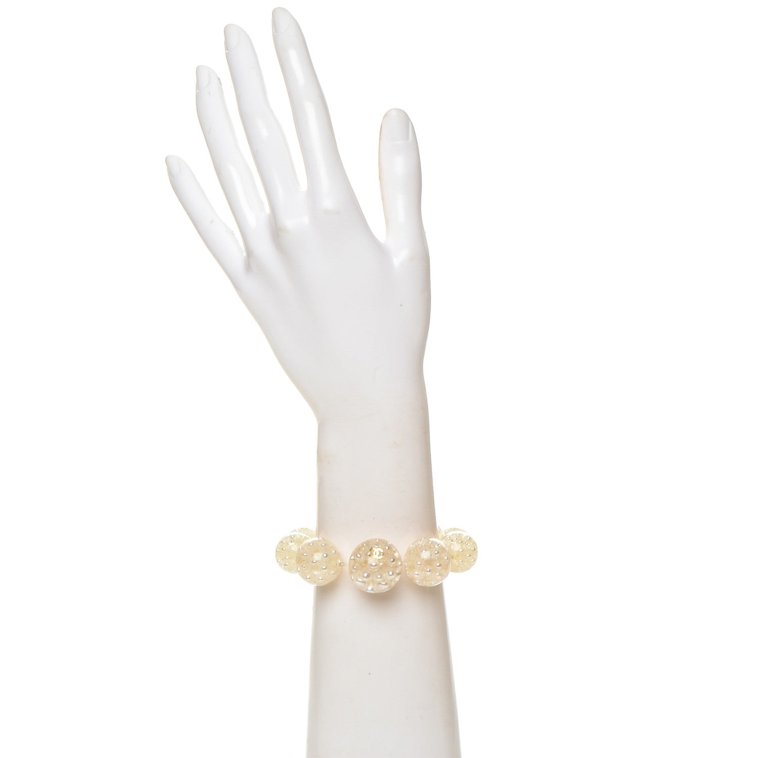 Chanel Resin Pearl Bead CC Bracelet Gold 2 of 4