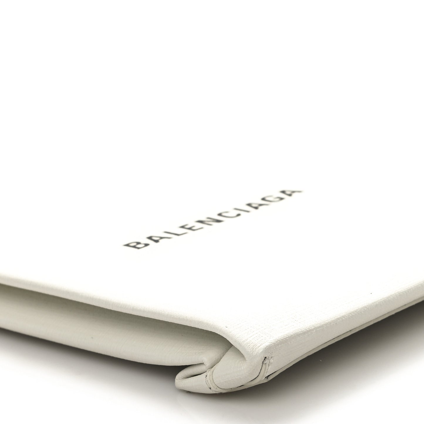 Squared Calfskin Logo Shopping Envelope Clutch White