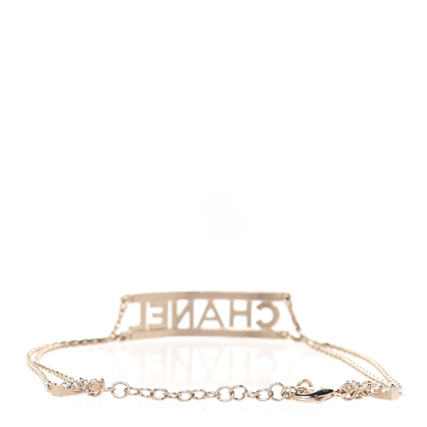 Metal Crystal Logo Choker Necklace Gold