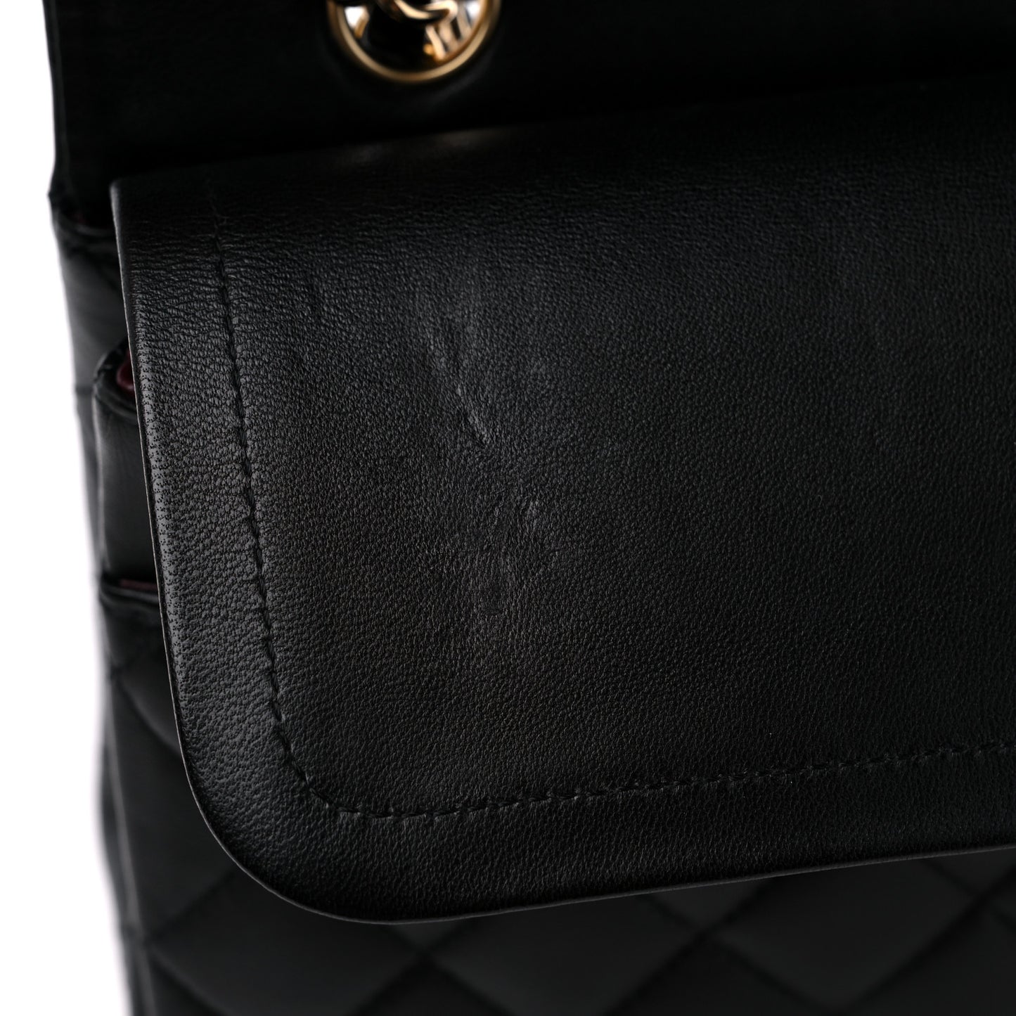 Lambskin Quilted Medium Double Flap Black