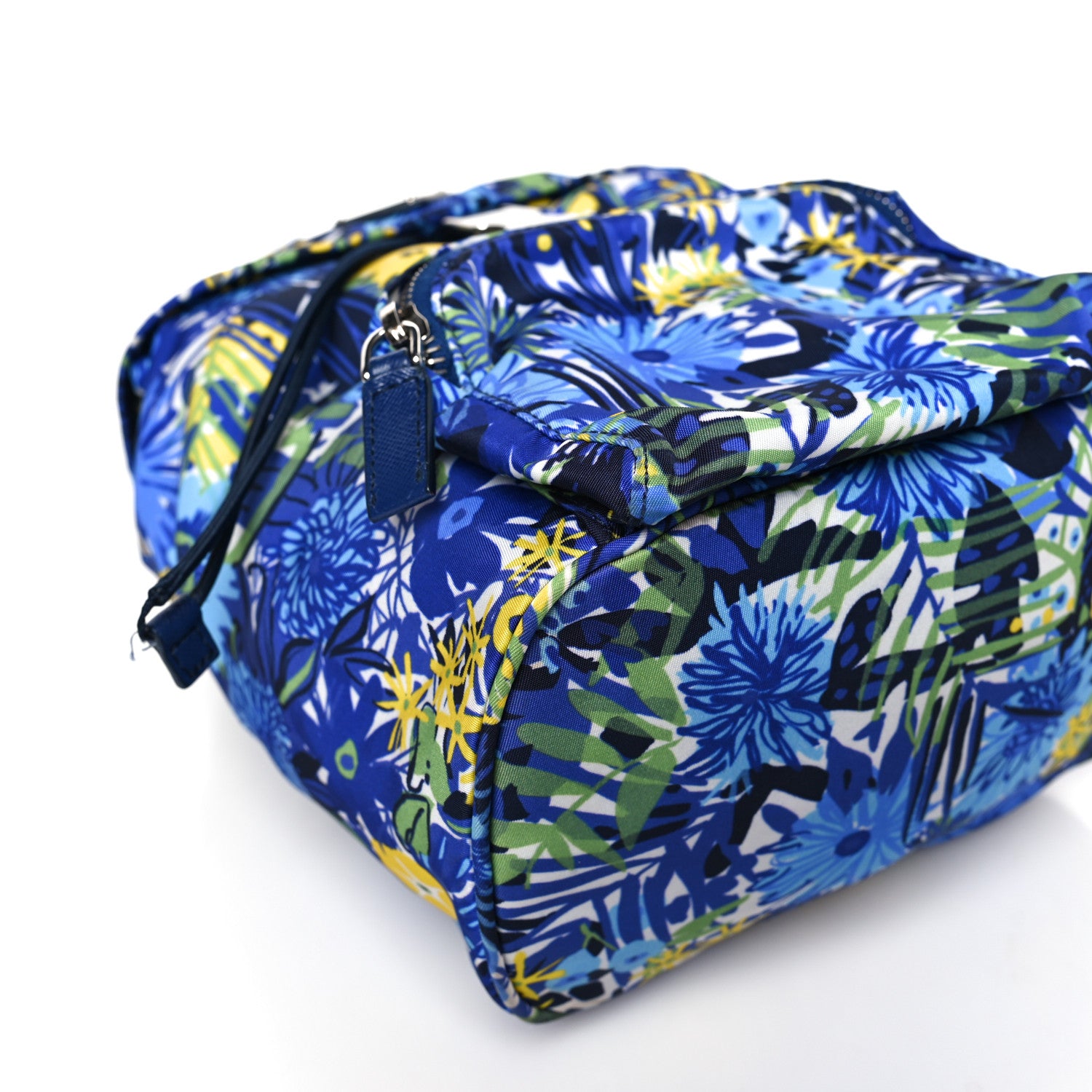 Prada Nylon Saffiano Floral Print Single Buckle Backpack Bluette Dis Primule 5 of 9