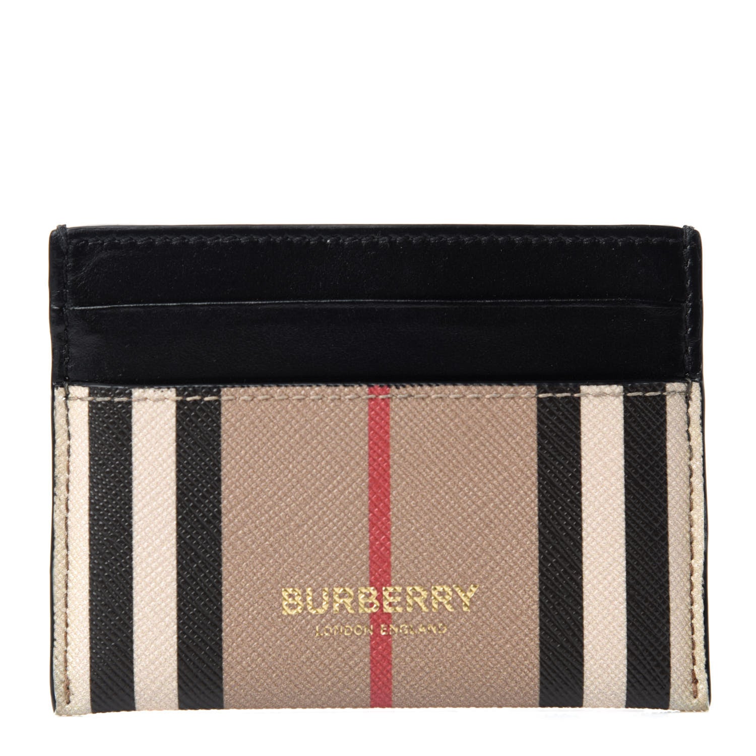 Burberry E-Canvas Calfskin Icon Stripe Card Case Archive Beige 1 of 6