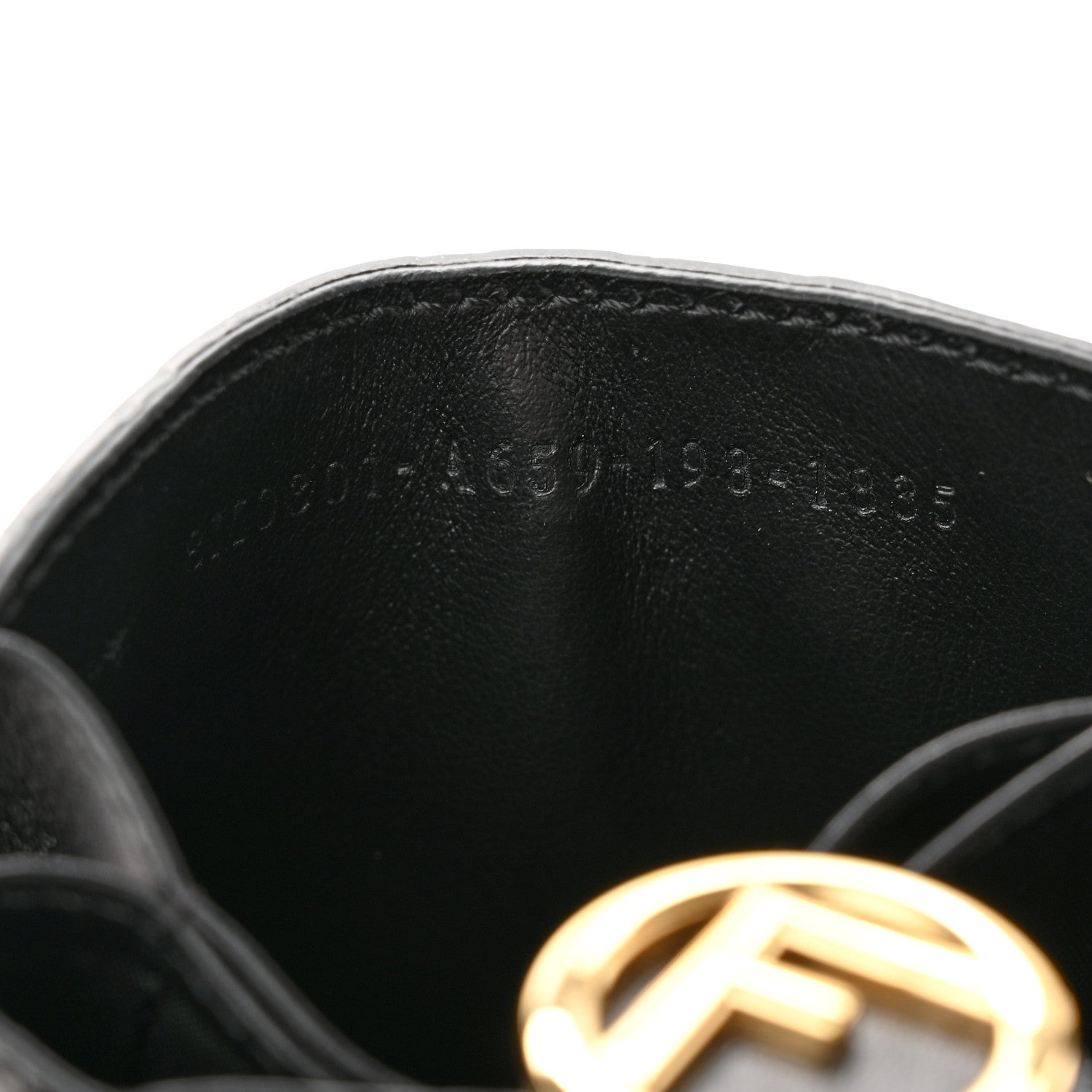 Fendi Vitello Liberty F is Fendi Bi-Color FF 1974 Embossed Gusseted Card Holder Maya Black 8 of 10