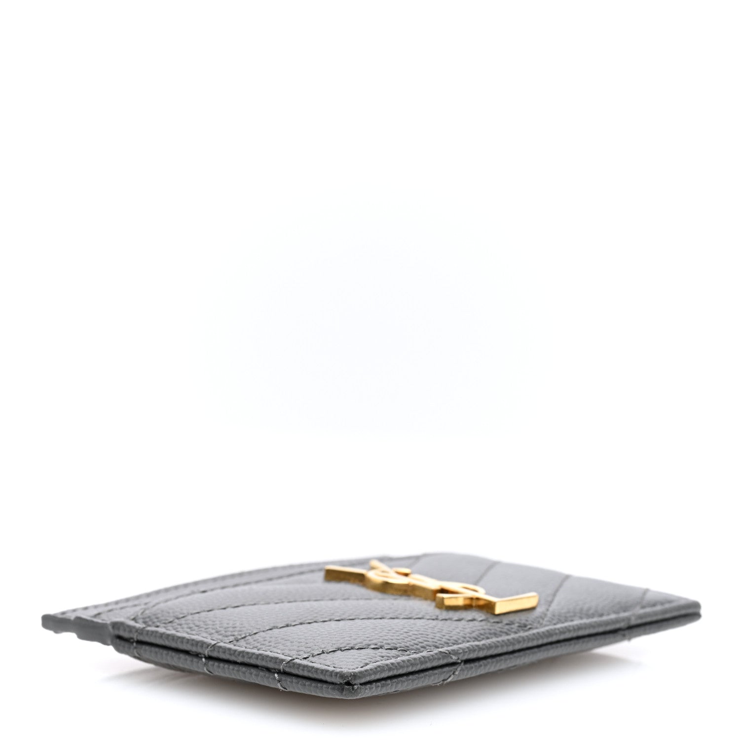Saint Laurent Grain De Poudre Matelasse Chevron Cassandre Credit Card Case Storm 4 of 8