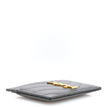 Saint Laurent Grain De Poudre Matelasse Chevron Cassandre Credit Card Case Storm 4 of 8