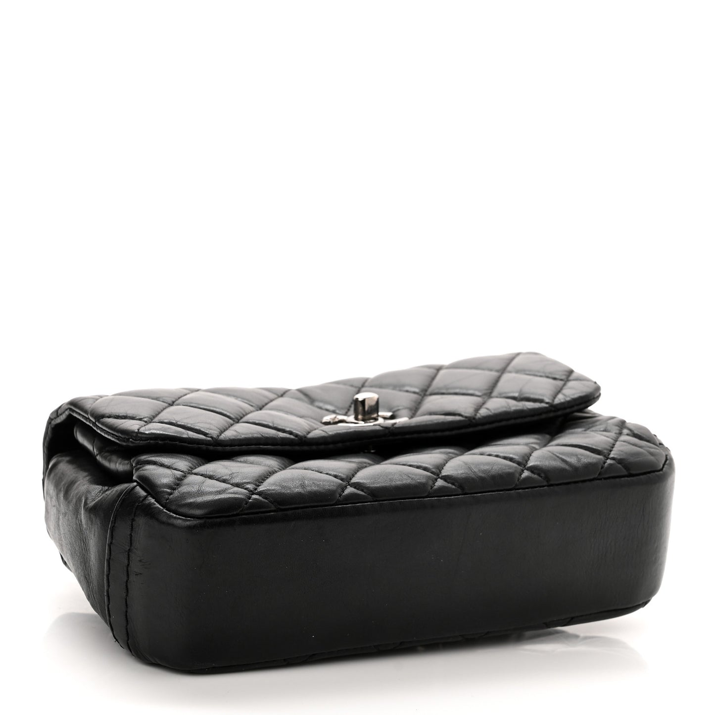 Aged Calfskin Quilted Mini Lady Pearly Flap Black