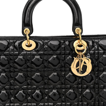 Christian Dior Patent Cannage Large Lady Dior Black 7 of 10