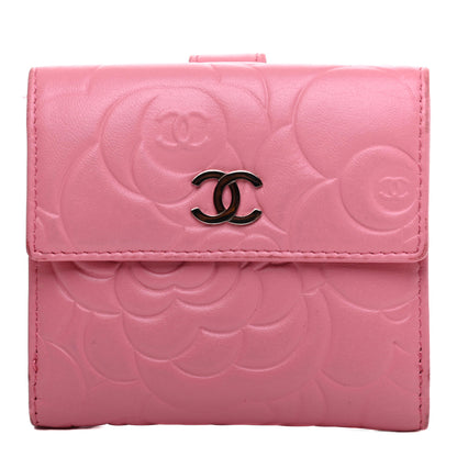 Chanel Lambskin Embossed Camellia French Wallet Pink 1 of 8