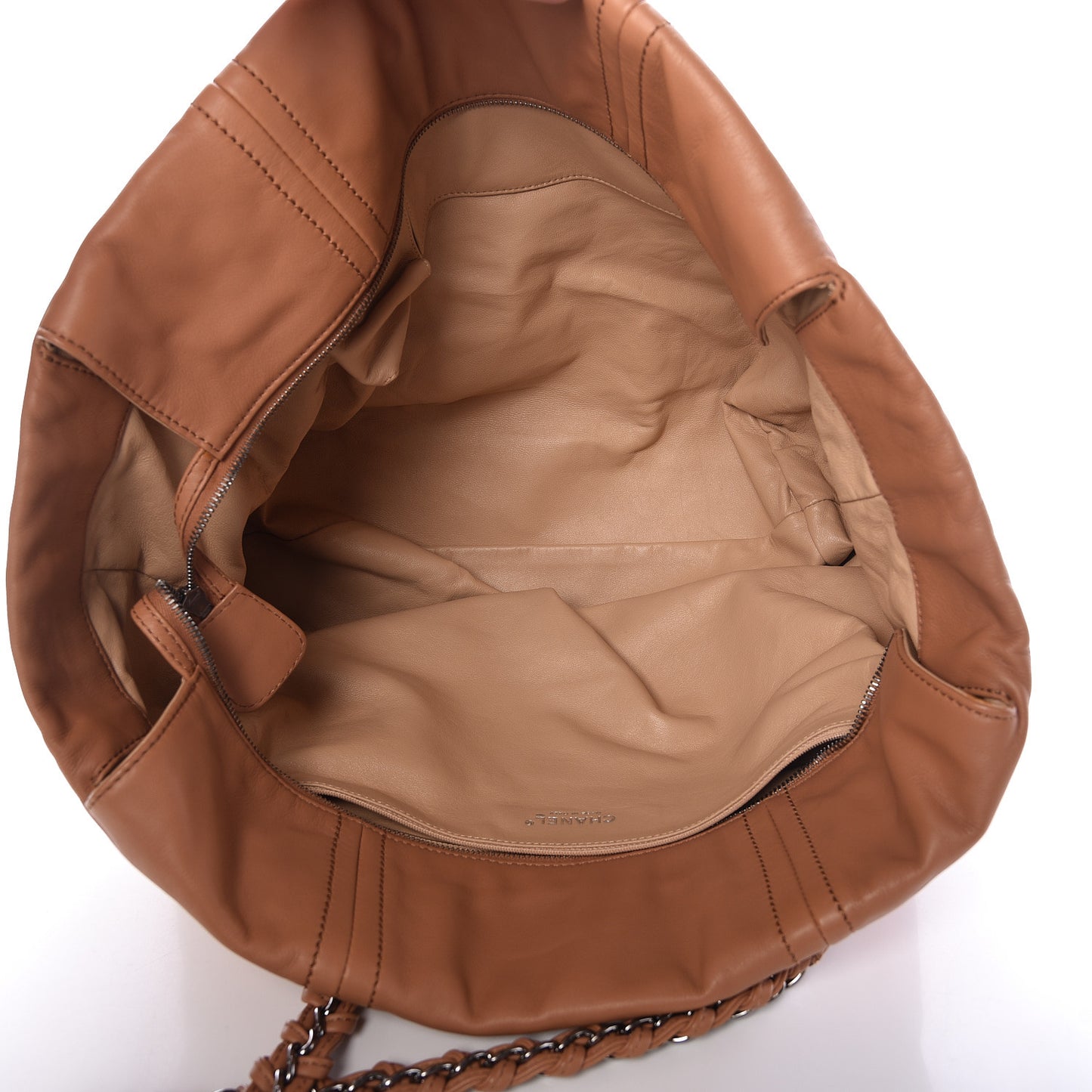 Smooth Calfskin Luxe Ligne Tote Dark Beige