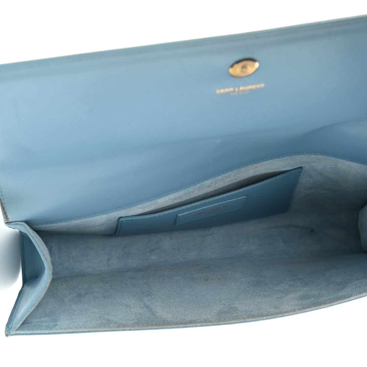 Smooth Calfskin Classic Monogram Cassandre Clutch Blue Glacier