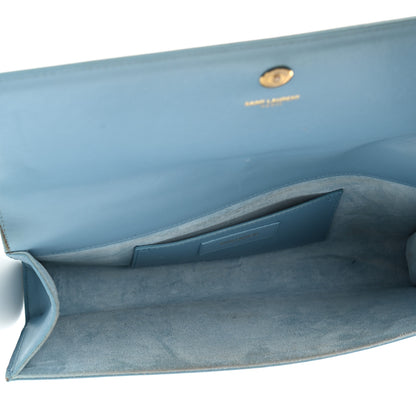 Saint Laurent Smooth Calfskin Classic Monogram Cassandre Clutch Blue Glacier 4 of 11