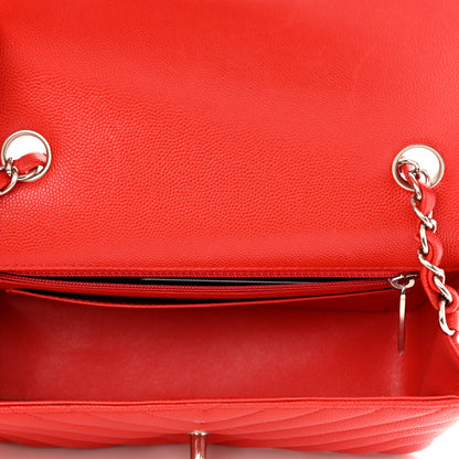 Chanel Caviar Chevron Quilted Mini Rectangular Flap Red 5 of 11