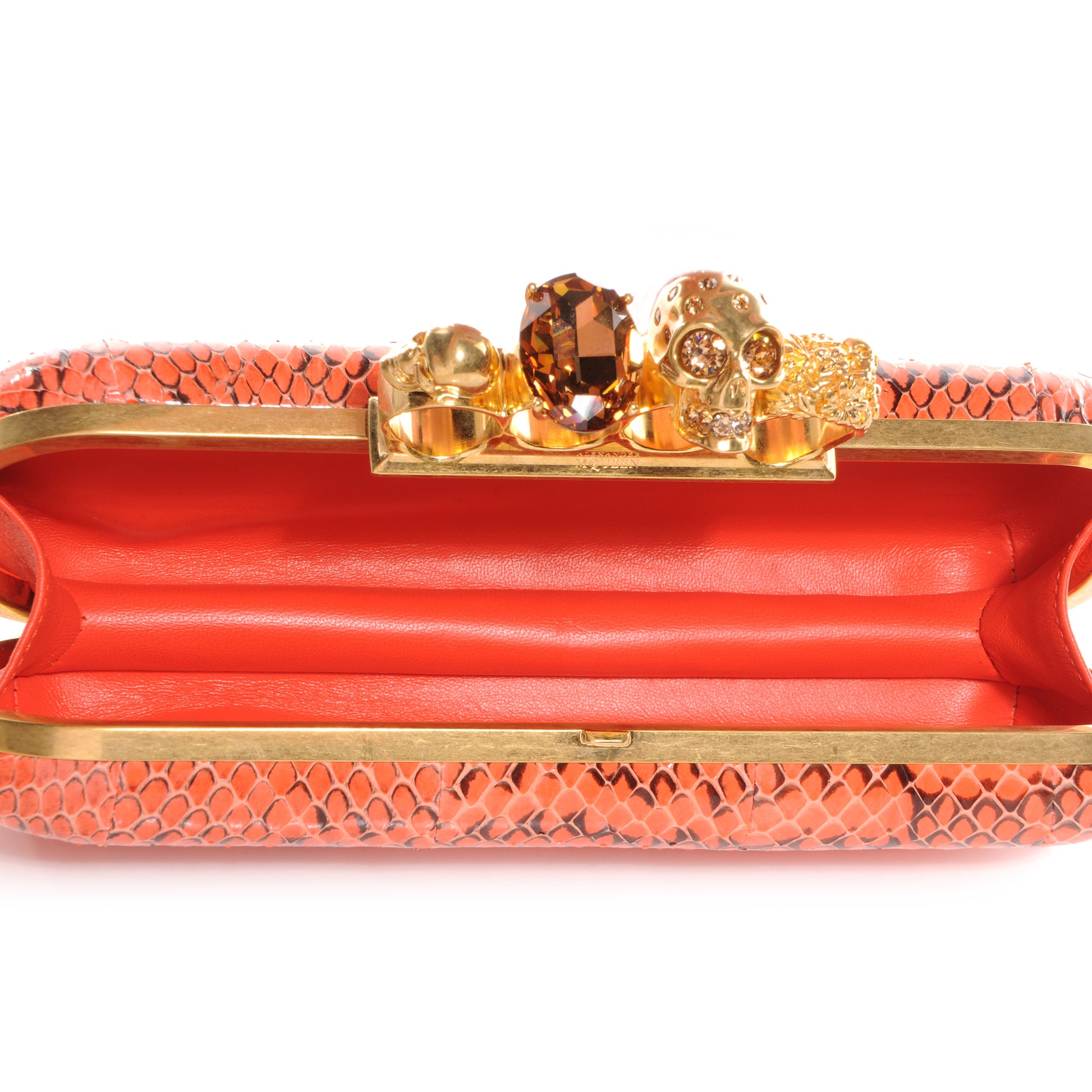 Alexander McQueen Whipsnake Skull Knucklebox Clutch Orange 5 of 8