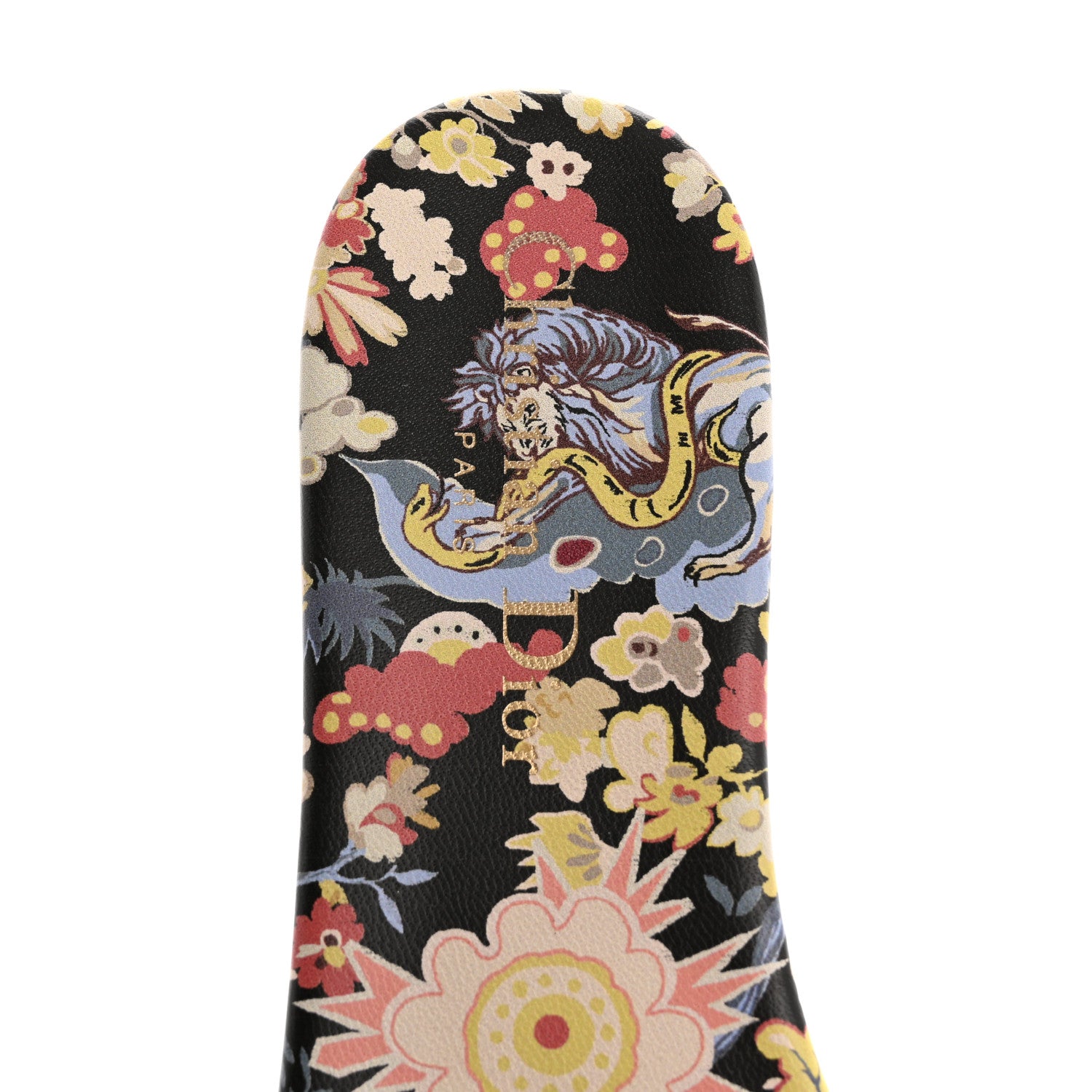 Christian Dior Canvas Toile de Jouy Pop Embroidered Dway Flat Slide Sandals 36.5 Black Multicolor 7 of 10