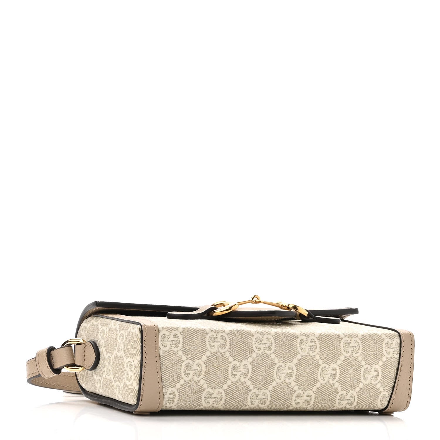 Gucci GG Supreme Monogram Textured Dollar Calfskin Mini Horsebit 1955 Shoulder Bag Beige Mystic White Oatmeal 4 of 10