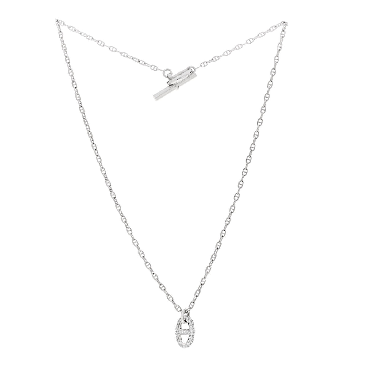 18K White Gold Diamond New Farandole Pendant Necklace