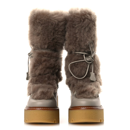 Hermes Shearling Calfskin Latitude 30 Ankle Boots 38 Beige Galet 3 of 11