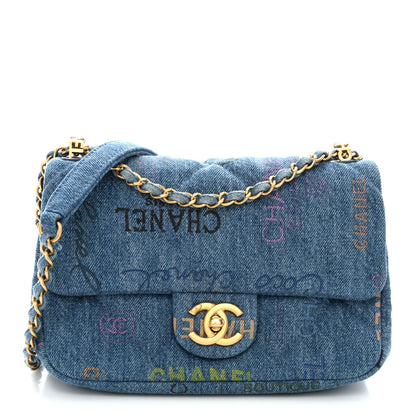Chanel Denim Quilted Mini Denim Mood Rectangular Flap Blue Multicolor 1 of 11