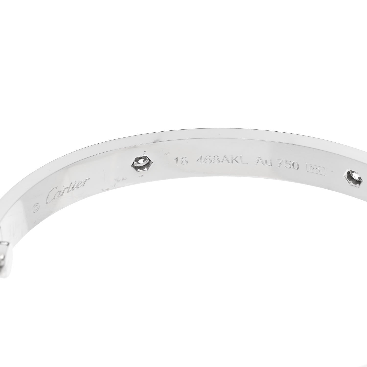 Cartier 18K White Gold 4 Diamond Love Bracelet 16 6 of 9